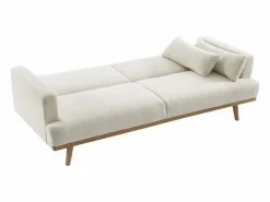 Online Vente-unique Sofá cama de 3 plazas de tela rizada ESME Blanco