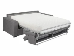 Vente-unique Sofá cama de 4 plazas de tela de apertura rápida Gris colchón - VIZIR
