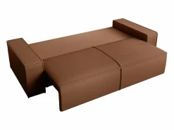 Best Sofá cama de 4 plazas de tela efecto cuero color marrón AMELIA Sofá Vintage