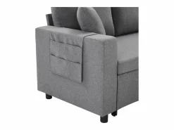Outlet Sofá cama de 3 plazas en L con función de dormir - Chaise longue con almacenaje - Lino oscuro Todos Los Sofás|Sofá - 3 Plazas