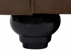 Vente-unique Sofá cama de 3 plazas en microfibra con aspecto de cuero envejecido CHESTERFIELD