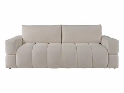 Vente-unique Sofá cama de 3 plazas en tela bouclé crema ISSORO