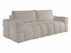 Vente-unique Sofá cama de 3 plazas en tela bouclé crema ISSORO