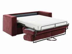 Best Vente-unique Sofá cama de 3 plazas exprés tejido chenilla burdeos cama 140cm - 14cm LORETO Granate
