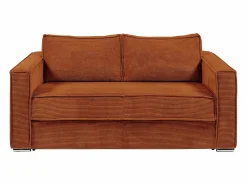Hot Vente-unique Sofá cama de 4 plazas exprés de pana - 160 cm - 22 cm LORETO Terracota