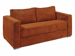 Hot Vente-unique Sofá cama de 4 plazas exprés de pana - 160 cm - 22 cm LORETO Terracota