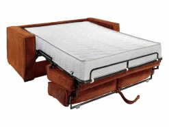 Hot Vente-unique Sofá cama de 4 plazas exprés de pana - 160 cm - 22 cm LORETO Terracota