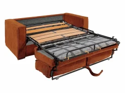 Sale Vente-unique Sofá cama de 4 plazas exprés terciopelo acanalado lamas anchas - 22 cm LORETO Terracota