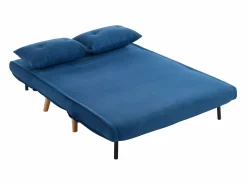Discount Vente-unique Sofá cama de 2 plazas tela patas madera VALERIO Azul