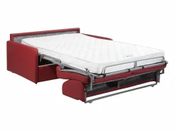 New Vente-unique Sofá cama de 3 plazas tipo italiano de piel sintética - Colchón de espuma 18 cm - CALIFE Rojo