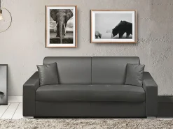Hot Vente-unique Sofá cama de 4 plazas tipo italiano de piel sintética - Colchón de espuma 18 cm - EMIR Gris