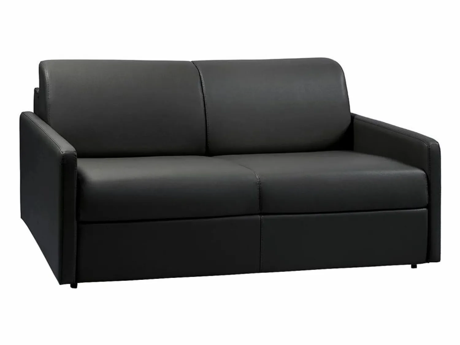 Outlet Vente-unique Sofá cama de 3 plazas tipo italiano de piel sintética negra - Colchón de espuma 18 cm - CALIFE Negro