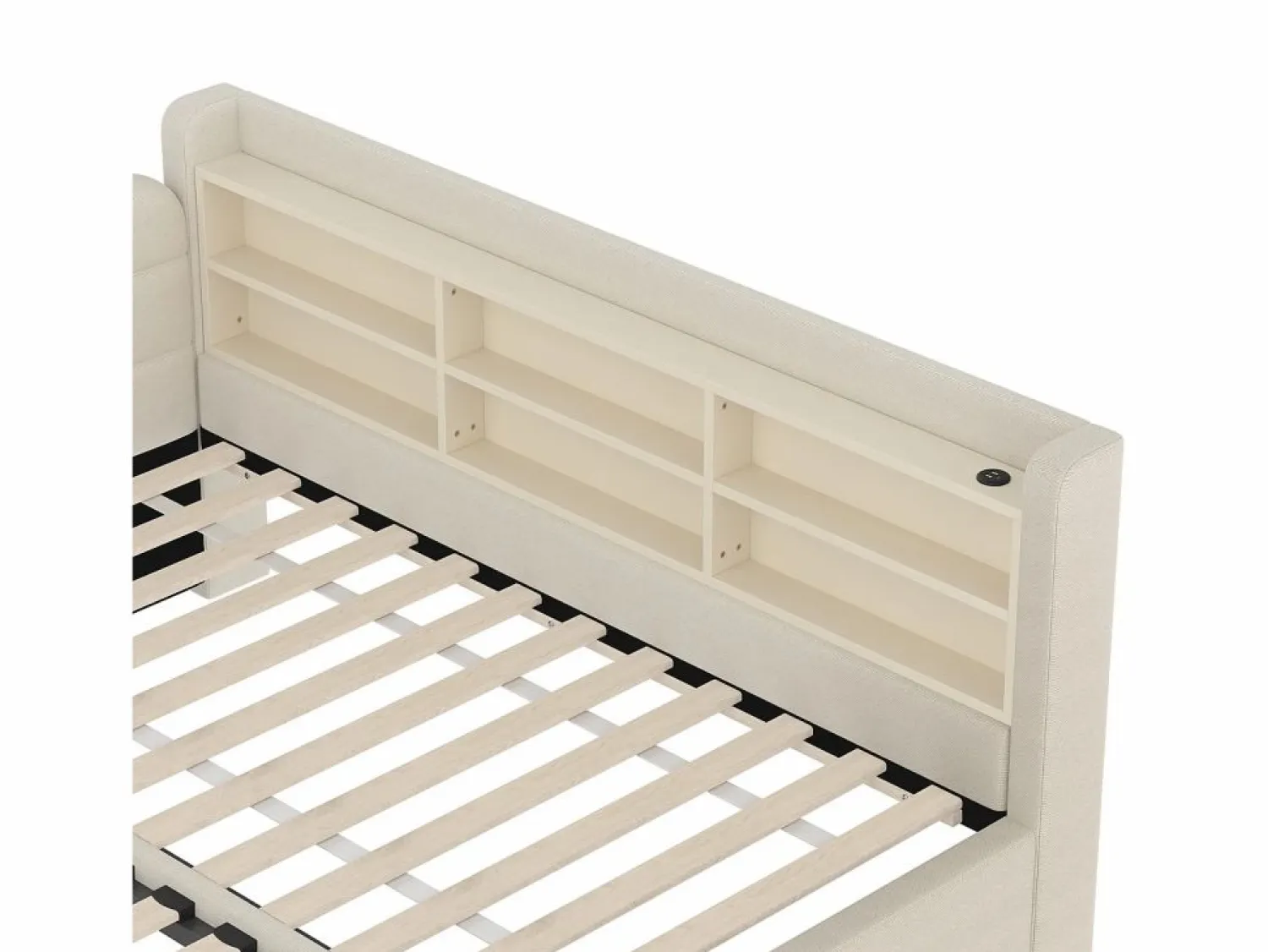 OKWISH Sofá cama de 90/180 x 200 cm, color lino, extraíble con espacio de almacenaje y puerto USB (sin colchón) Beige