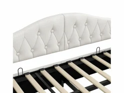 OKWISH Sofá cama de 90 x 200 cm, lino , canapé con tira de luz LED y somier (colchón no incluido)