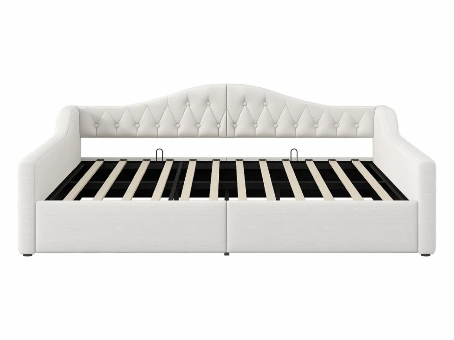 OKWISH Sofá cama de 140 x 200 cm, lino , canapé con tira de luz LED y somier (colchón no incluido)