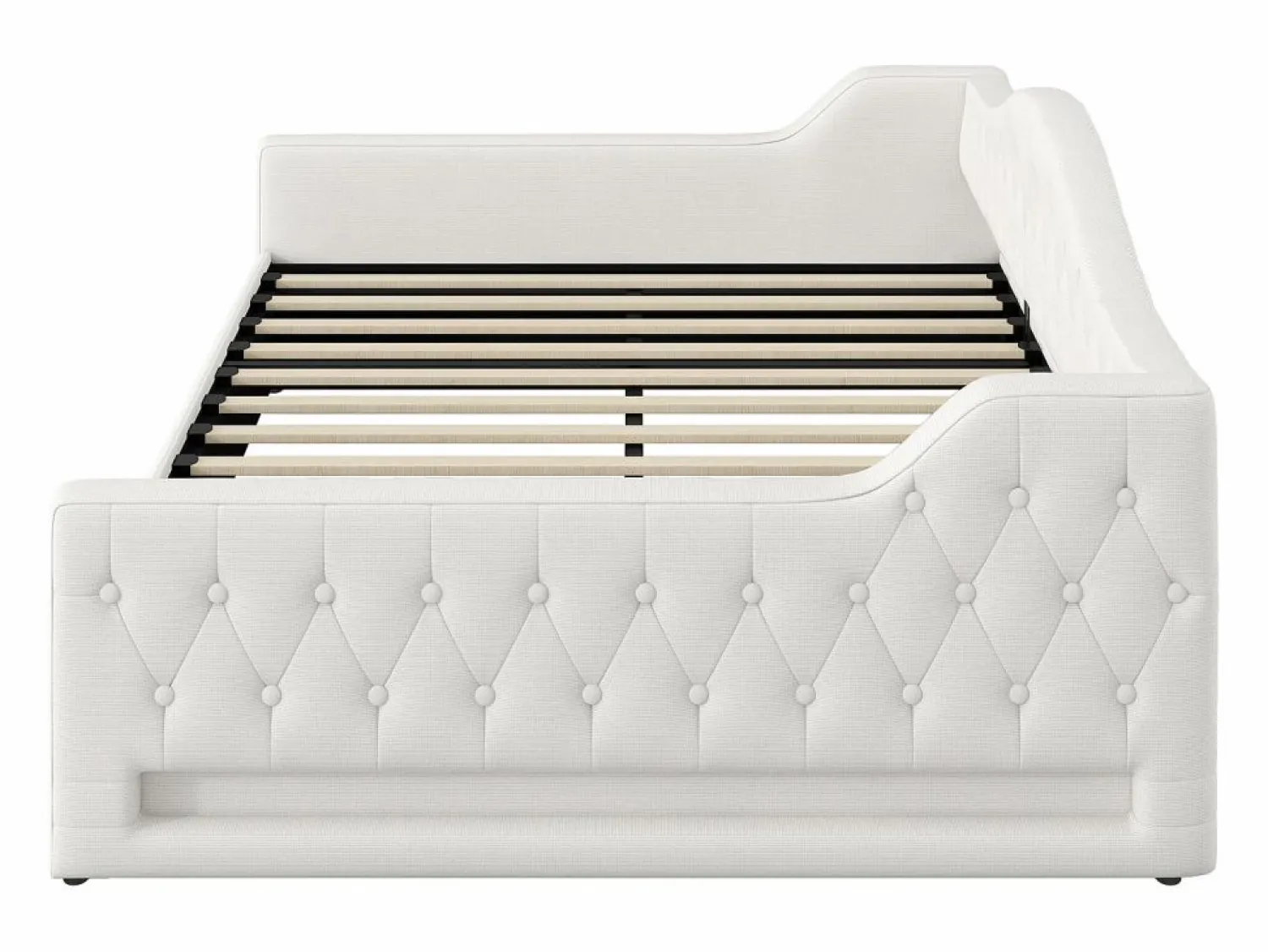 OKWISH Sofá cama de 140 x 200 cm, lino , canapé con tira de luz LED y somier (colchón no incluido)