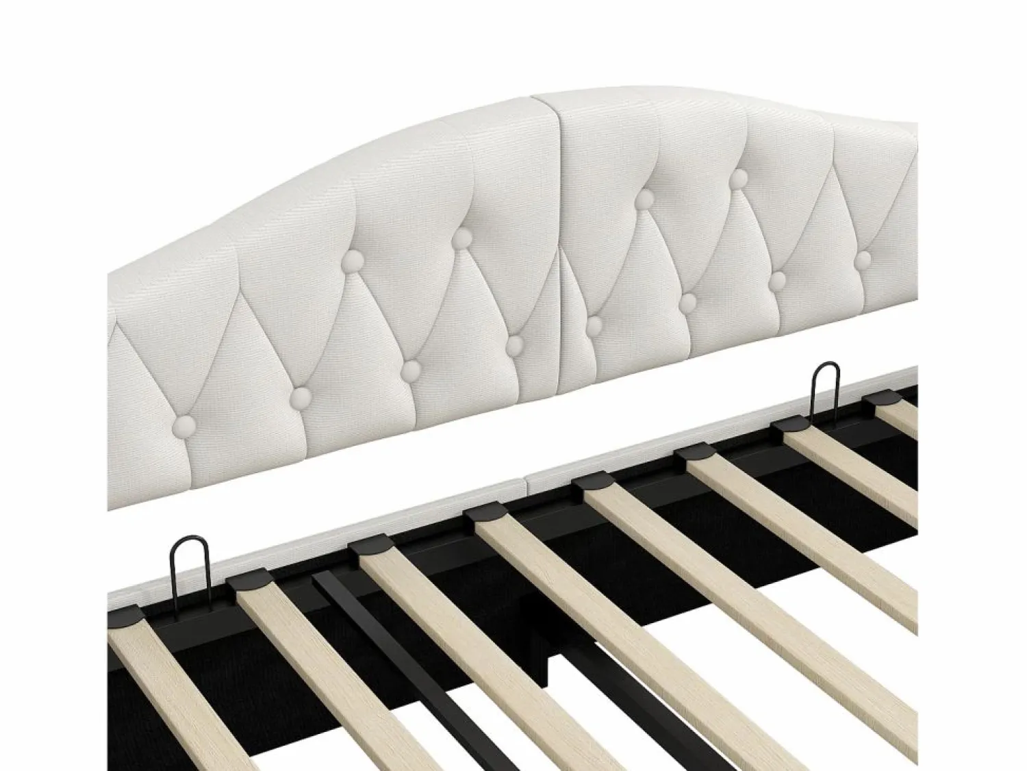 OKWISH Sofá cama de 140 x 200 cm, lino , canapé con tira de luz LED y somier (colchón no incluido)