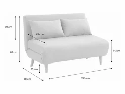 Best Sofá cama de con patas de madera, 2 plazas Sofá Escandinavo
