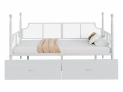 Outlet Sofá cama de hierro forjado 90x200 cm - con 2 cajones - estructura metálica - con compartimento de almacenamiento - Cama Diván