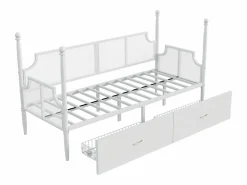 Outlet Sofá cama de hierro forjado 90x200 cm - con 2 cajones - estructura metálica - con compartimento de almacenamiento - Cama Diván