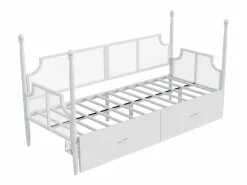 Outlet Sofá cama de hierro forjado 90x200 cm - con 2 cajones - estructura metálica - con compartimento de almacenamiento - Cama Diván