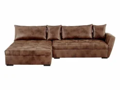 Vente-unique Sofá cama de microfibra marrón ángulo izquierdo ROMANE