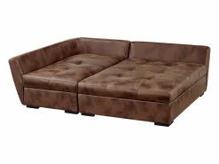 Vente-unique Sofá cama de microfibra marrón ángulo izquierdo ROMANE