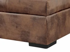 Vente-unique Sofá cama de microfibra marrón ángulo izquierdo ROMANE