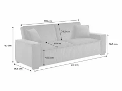 New Sweeek Sofá cama de pana de 3 plazas Crema