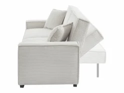 New Sweeek Sofá cama de pana de 3 plazas Crema