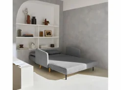 Sweeek Sofá cama de pana de 2 plazas con patas de madera