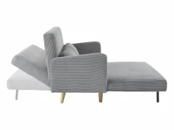 Sweeek Sofá cama de pana de 2 plazas con patas de madera
