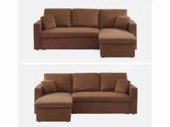 Sweeek Sofá cama de pana de 3 plazas óxido
