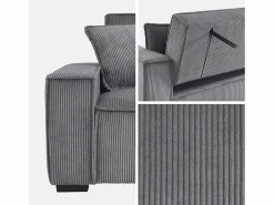 New Sweeek Sofá cama de pana de 3 plazas Gris claro