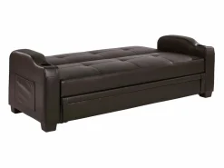 Best Sofá cama de piel sintética en color marrón MIRELLA Sofás De Piel Sintética