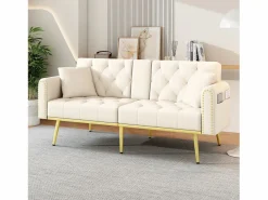 Sofá cama Espuma alta densidad Cojines lumbares Diseño elegante Terciopelo (Sin colchón)