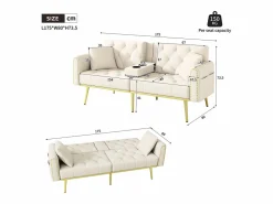 Sofá cama Espuma alta densidad Cojines lumbares Diseño elegante Terciopelo (Sin colchón)