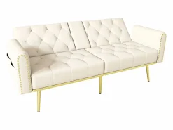 Sofá cama Espuma alta densidad Cojines lumbares Diseño elegante Terciopelo (Sin colchón)