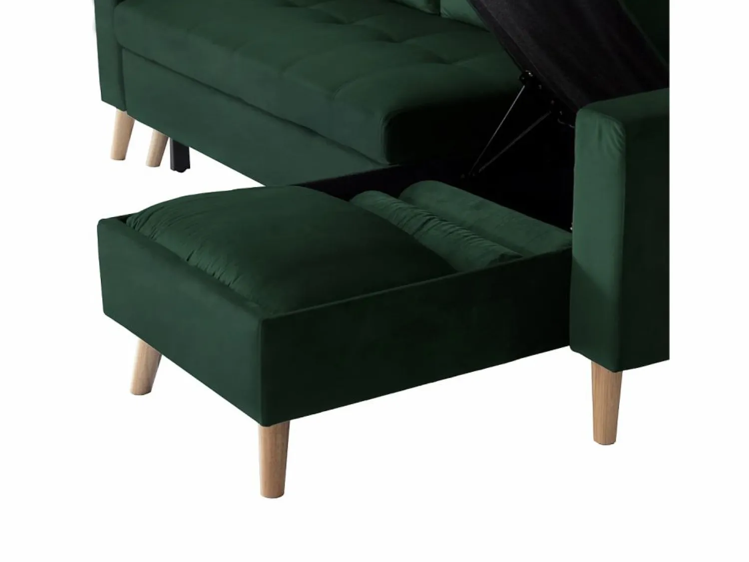 Happy Garden Sofá cama esquinero de 3 plazas JAMES de terciopelo Verde