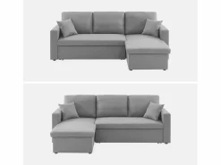 Hot Sweeek Sofá cama esquinero reversible de 3 plaza Gris claro