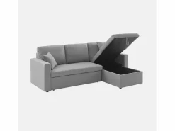 Hot Sweeek Sofá cama esquinero reversible de 3 plaza Gris claro