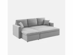 Hot Sweeek Sofá cama esquinero reversible de 3 plaza Gris claro