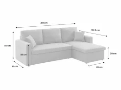 Hot Sweeek Sofá cama esquinero reversible de 3 plaza Gris claro
