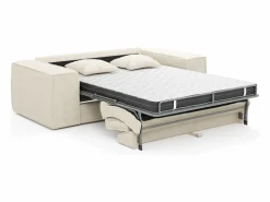 Vente-unique Sofá cama exprés AMELIA de 3 plazas en pana - Superficie de descanso de 140 cm - Colchón viscoelástico de 13 cm