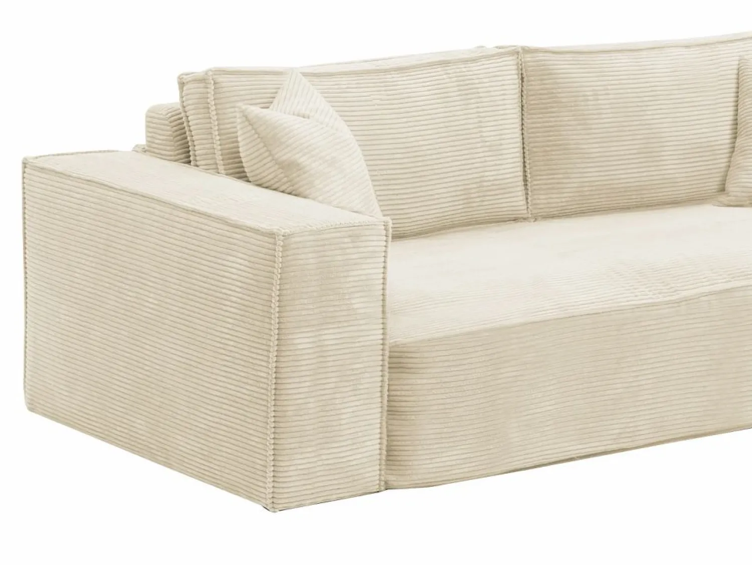 Vente-unique Sofá cama exprés AMELIA de 3 plazas en pana - Superficie de descanso de 140 cm - Colchón viscoelástico de 13 cm