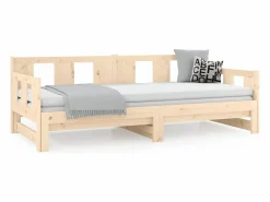 Discount Clicnbuy Sofá cama extraíble madera maciza de pino 2x(80x200) cm Marru00f3n