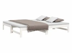 Clearance Clicnbuy Sofá cama extraíble madera maciza de pino 2x(75x190) cm Blanco