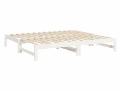 Clearance Clicnbuy Sofá cama extraíble madera maciza de pino 2x(75x190) cm Blanco