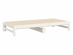 Clearance Clicnbuy Sofá cama extraíble madera maciza de pino 2x(75x190) cm Blanco