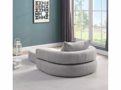 Discount Sofá cama futón comprimible, sillón cama versátil con cojines. Gris claro
